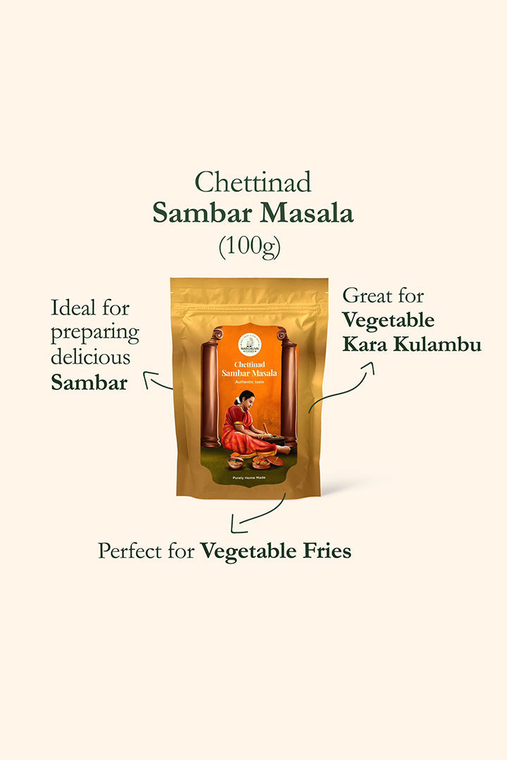 Narchuvai Foods Chettinad Combo (Chettinad Sambar Masala + Karaikudi Curry Masala + Dindigul Biryani Masala) Narchuvai Foods