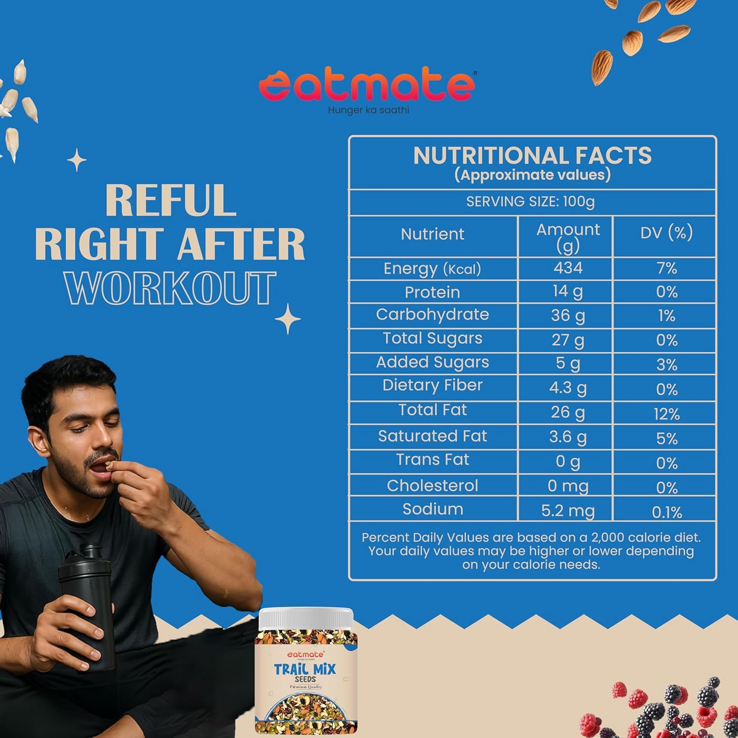 Eatmate Absolute Healthy Dry Fruits and seedMix Premium Trail Mix Eatmate