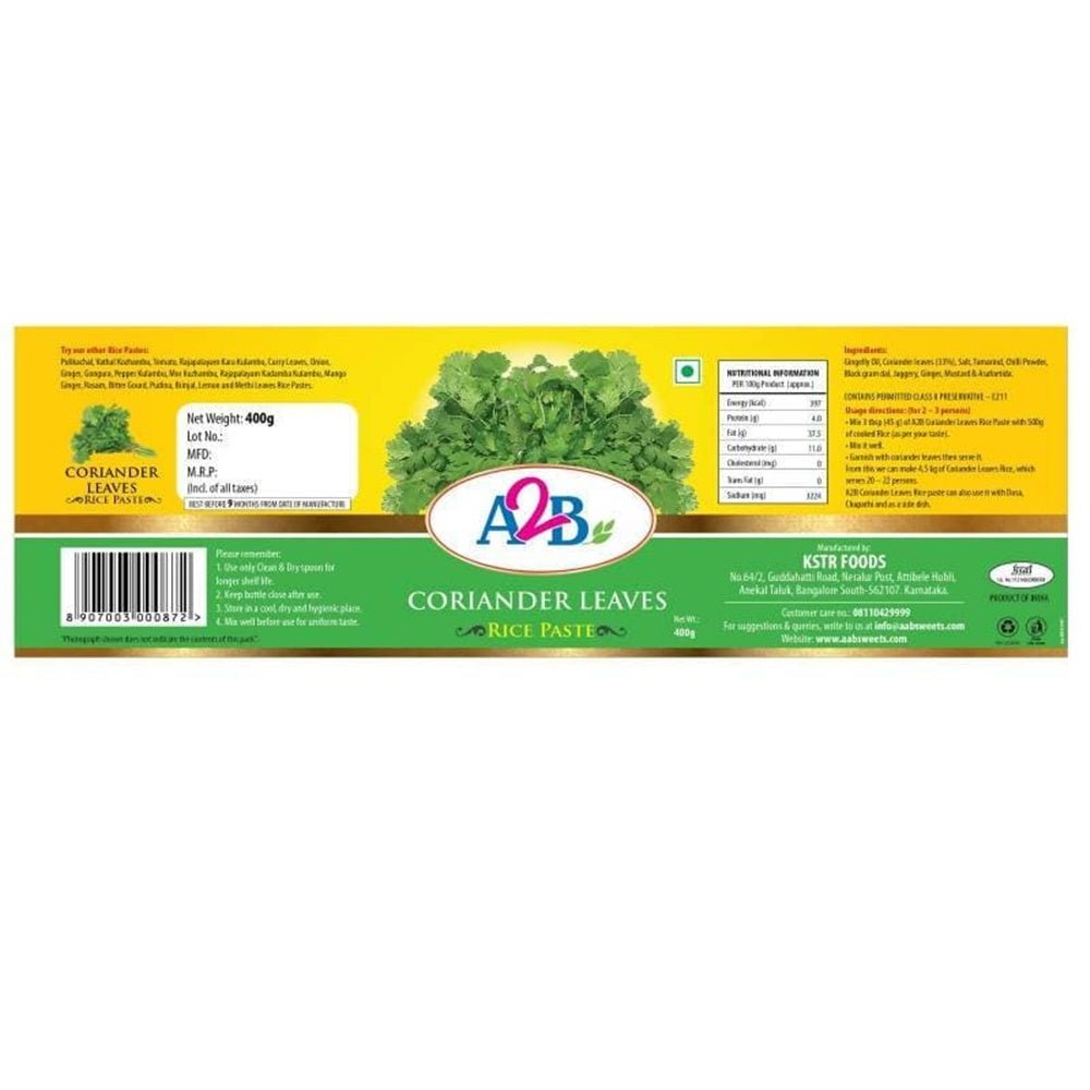 A2B - Adyar Ananda Bhavan Madurai Coriander Leaves Rice Paste Adyar Ananda Bhavan