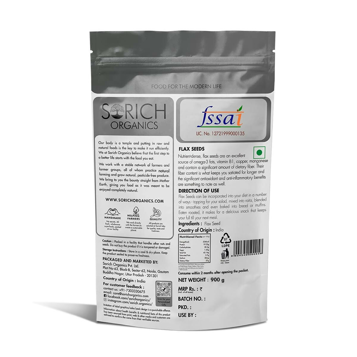 Sorich Organics Cold Milled Flax Seeds Powder Sorich