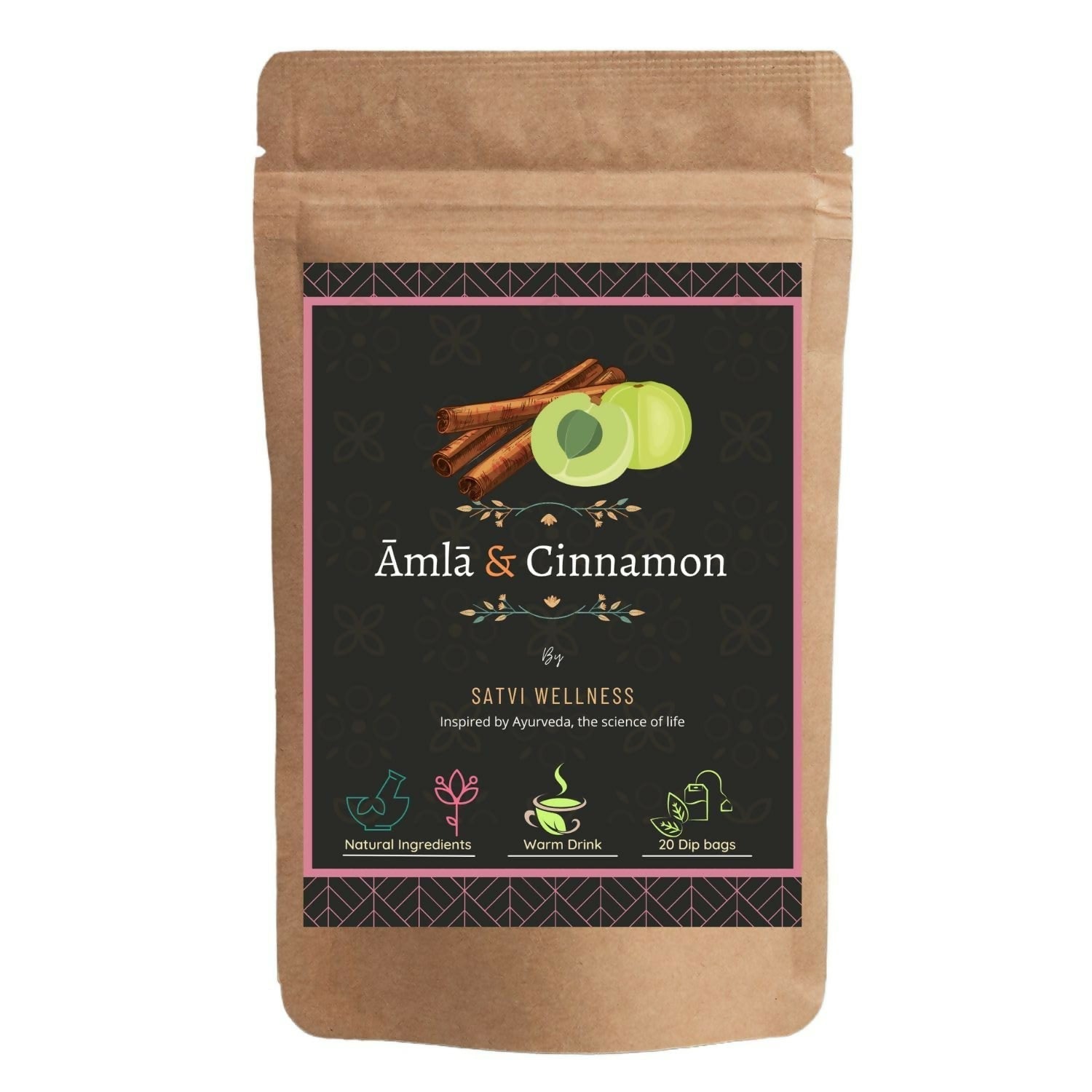 Satvi Wellness Amla Cinnamon Tea | Blend Of Amla And Cinnamon Tea Bags| Blend Of Indian Gooseberry And Cinnamon | Herbal Tea Satvi Wellness