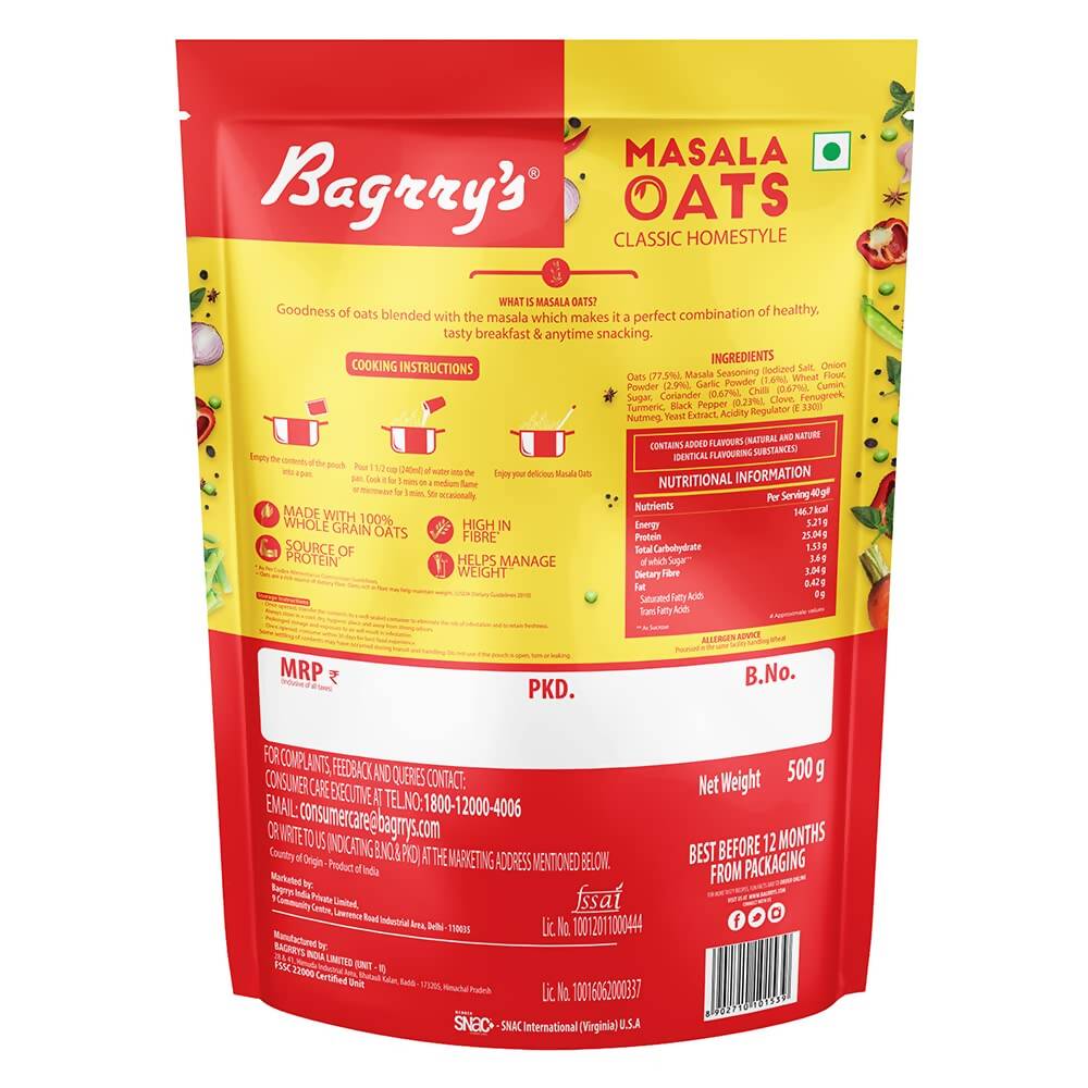 Bagrry's Masala Oats Classic Homestyle Bagrry's