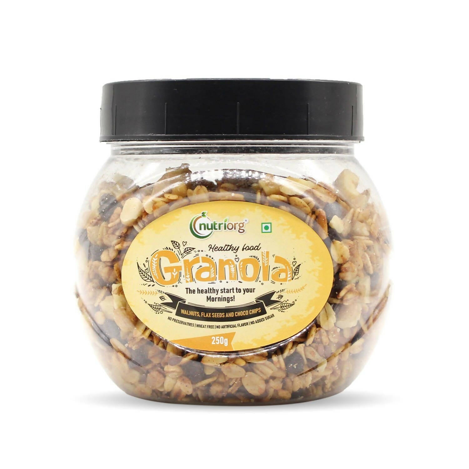 Nutriorg Crunchy Granola Walnut, Flaxseeds & Choco Chips Flavor - Safuron
