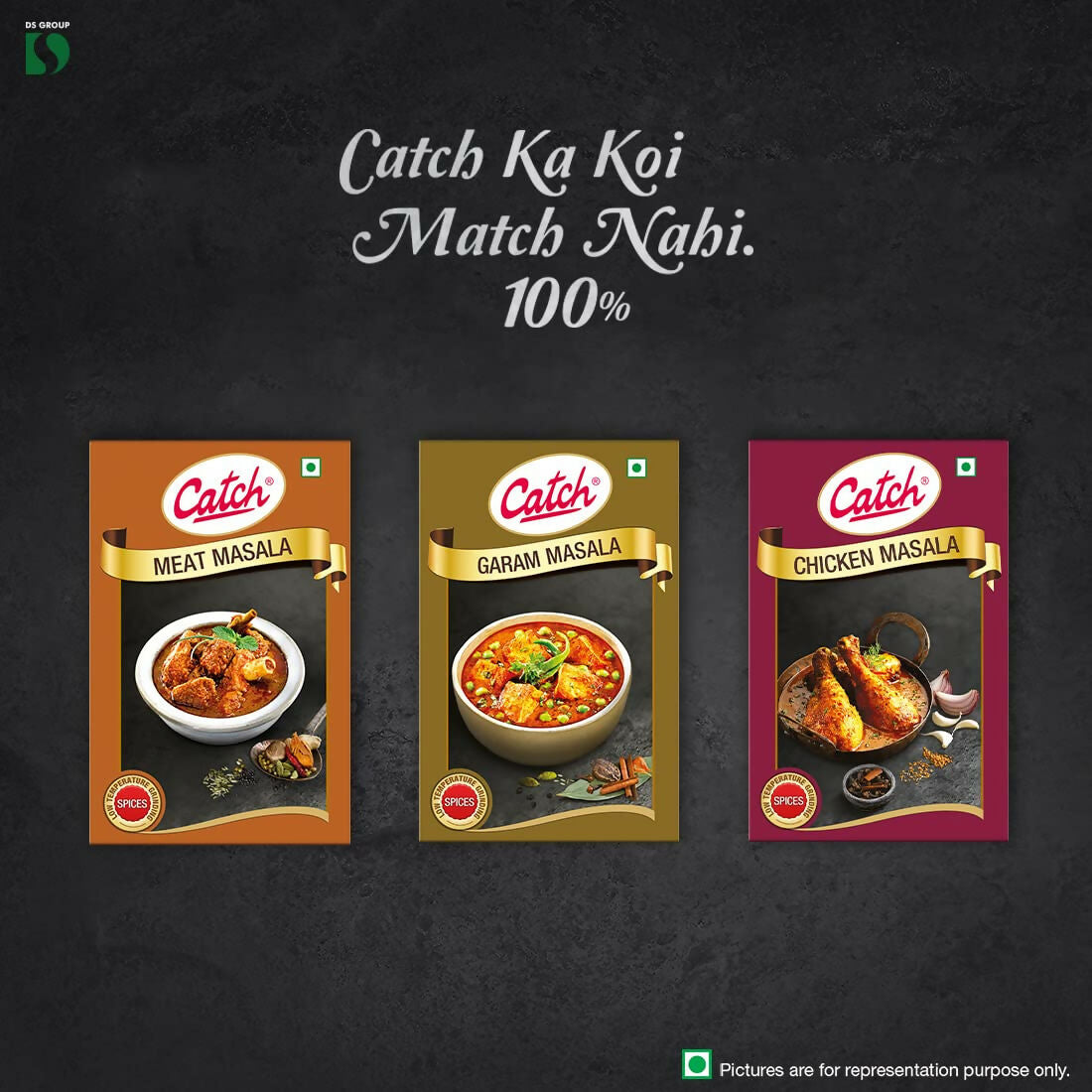 Catch Masala & Spices - Meat Masala 100 gms + Chicken Masala 100 gms + Garam Masala 100 gms Catch