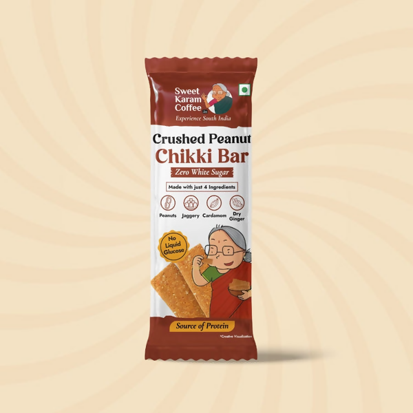 Sweet Karam Coffee Crushed Peanut Chikki Bar (Zero White Sugar) Sweet Karam Coffee