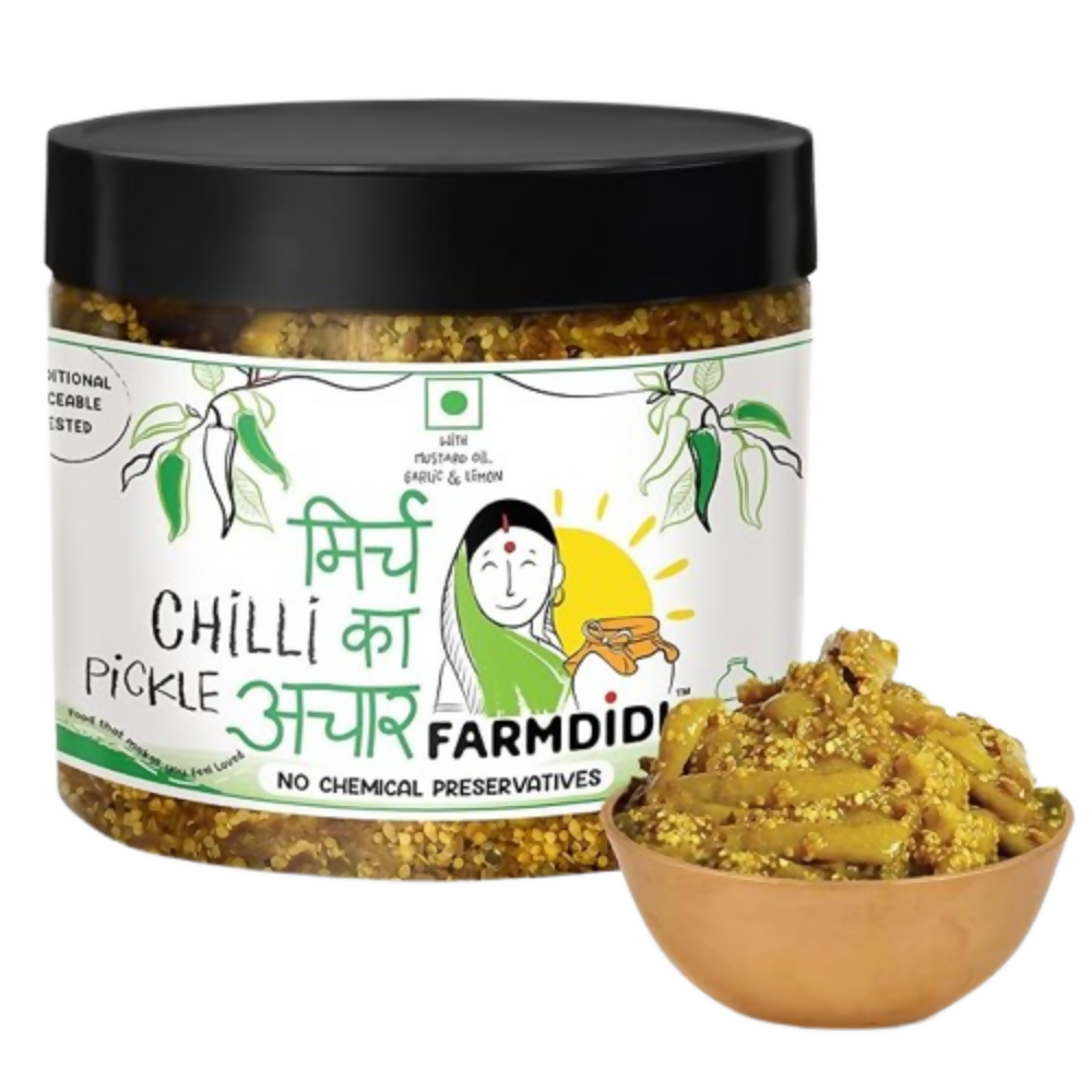 FarmDidi Spicy Green Chilli Pickle - Spicy - Safuron