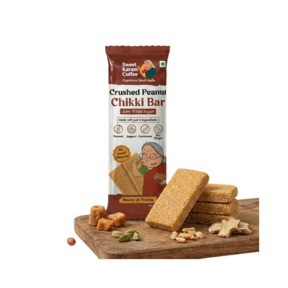 Sweet Karam Coffee Crushed Peanut Chikki Bar (Zero White Sugar) - Safuron