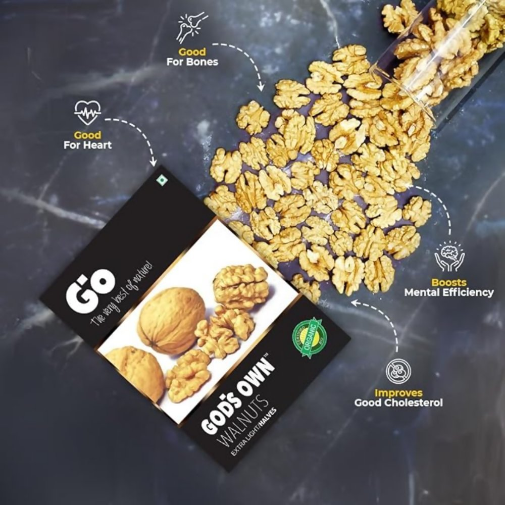 Go Organic Walnut Kernels – Extra Light Halves - Mildy, Earthy Go