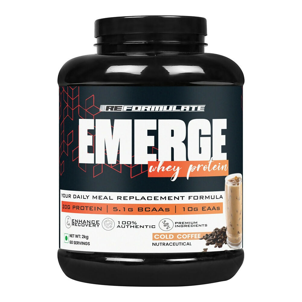 Reformulate Emerge I Whey Protein I Your Daily Meal Replacement Formula I 20 G I Protein I 5.1 G Bcaa's I 10 G Eaa's - Cold Coffee Reformulate