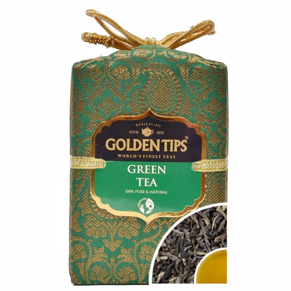 Golden Tips Pure Green Tea - Royal Brocade Cloth Bag - Safuron