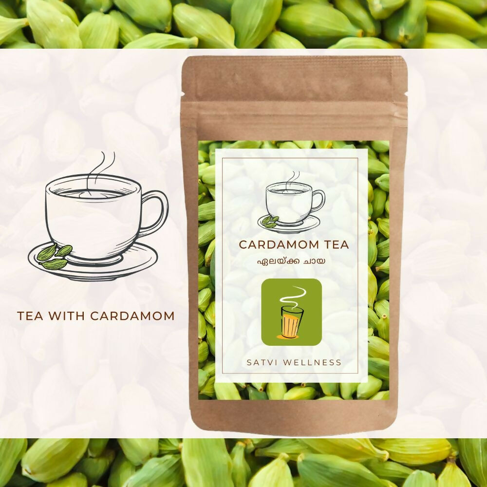 Satvi Wellness Cardamom Tea | Elachi tea | Natural Cardamon with Black Tea Satvi Wellness