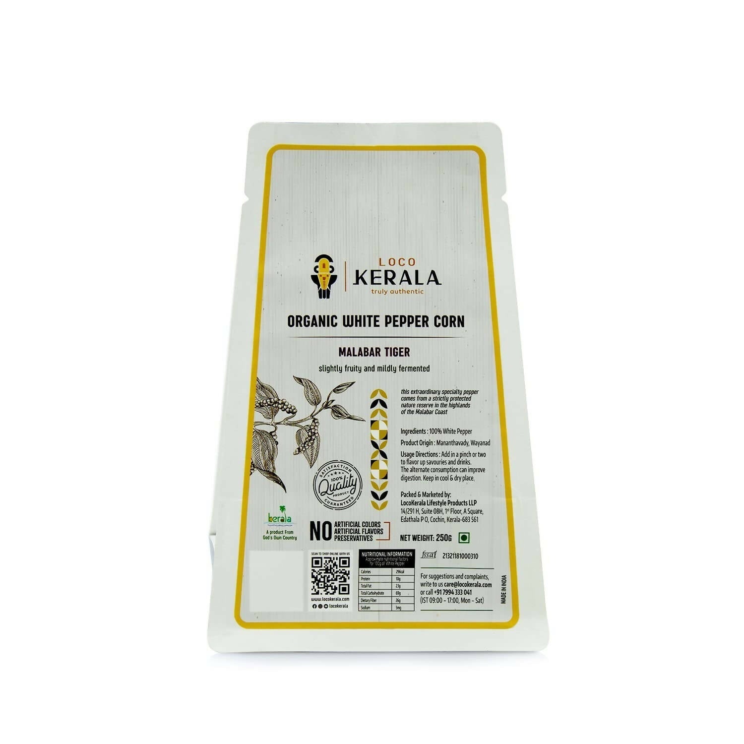 LocoKerala Malabar Tiger Organic White Pepper Corn LocoKerala