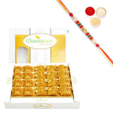 Ghasitaram Nani's Special Besan Barfi With Pearl Beads Rakhi - Safuron