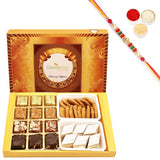 Ghasitaram Assorted Bites, Kaju Katli and Methi Mathi With Pearl Beads Rakhi - Safuron