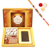 Ghasitaram Happy Rakhi Chocolate, Almonds and Kaju Katli With Pearl Beads Rakhi - Safuron