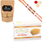 Ghasitaram Ice halwa and Methi Mathi With 2 Pearl Beads Rakhis - Safuron