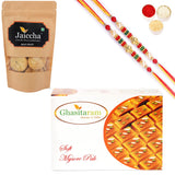 Ghasitaram Mysore Pak and Methi Mathi With 2 Pearl Beads Rakhis - Safuron