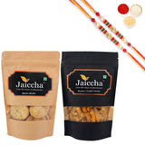 Ghasitaram Jaiccha Assorted Bites and Methi Mathi With 2 Pearl Beads Rakhis - Safuron