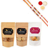 Ghasitaram jaiccha Mango Bites, Methi Mathi and Almonds With 2 Pearl Beads Rakhis - Safuron