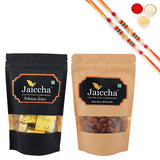 Ghasitaram Mewa Bites, Peri Peri Almonds With 2 Pearl Beads Rakhis - Safuron