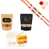 Ghasitaram Almonds, Cashews and Besan Barfi With Pearl Beads Rakhi - Safuron