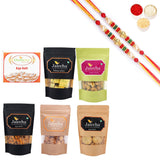 Ghasitaram Best of 6 Sweets and Snacks Combo with Pearl Beads Rakhi - Safuron