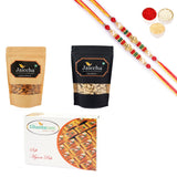 Ghasitaram Almonds, Cashews and Mysore Pak With Pearl Beads Rakhi - Safuron
