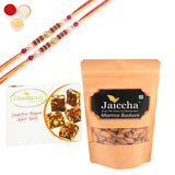 Ghasitaram Sugarfree Figs and Dates Bites, and Mamra Almonds With Pearl Beads Rakhi - Safuron
