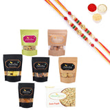 Ghasitaram Best of 7 Sweets and Snacks with Pearl Beads Rakhi Combo - Safuron