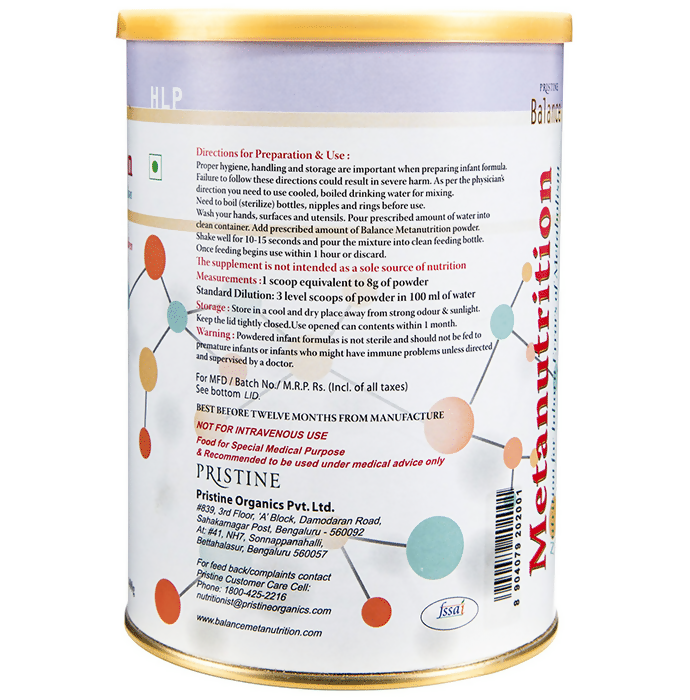 Pristine Balance Metanutrition HLP Powder (Upto 3 Years)- Unflavoured Pristine