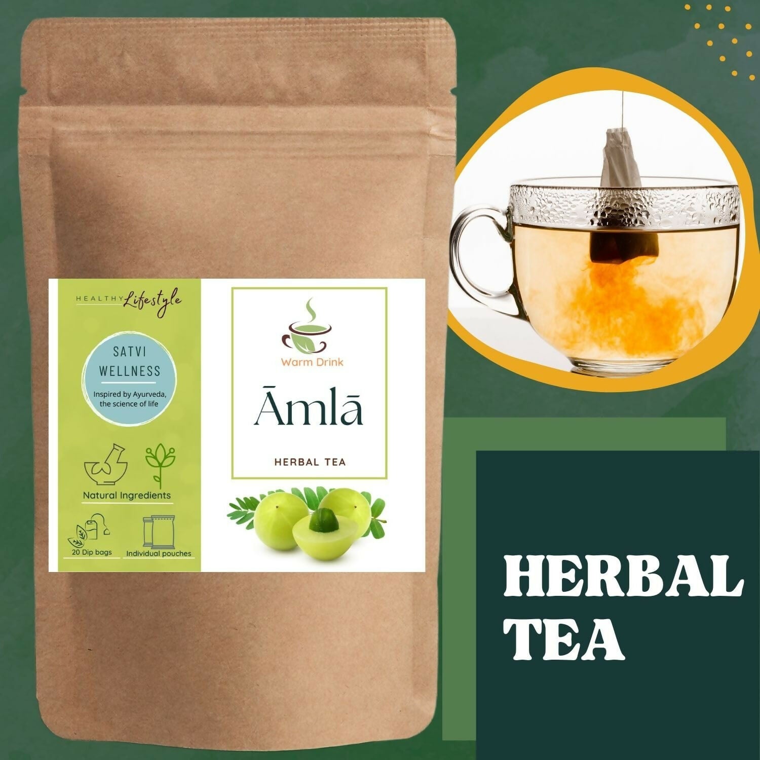 Satvi Wellness Amla Tea | Indian Gooseberry Tea Bags Satvi Wellness