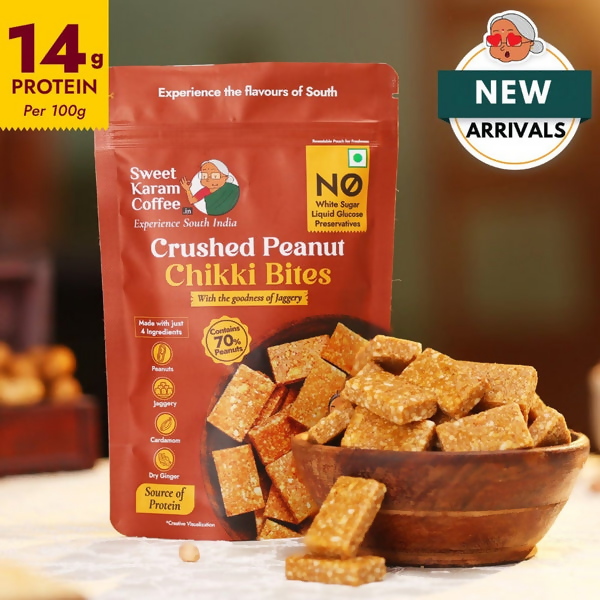 Sweet Karam Coffee Crushed Peanut Chikki Bites (Zero White Sugar) Sweet Karam Coffee