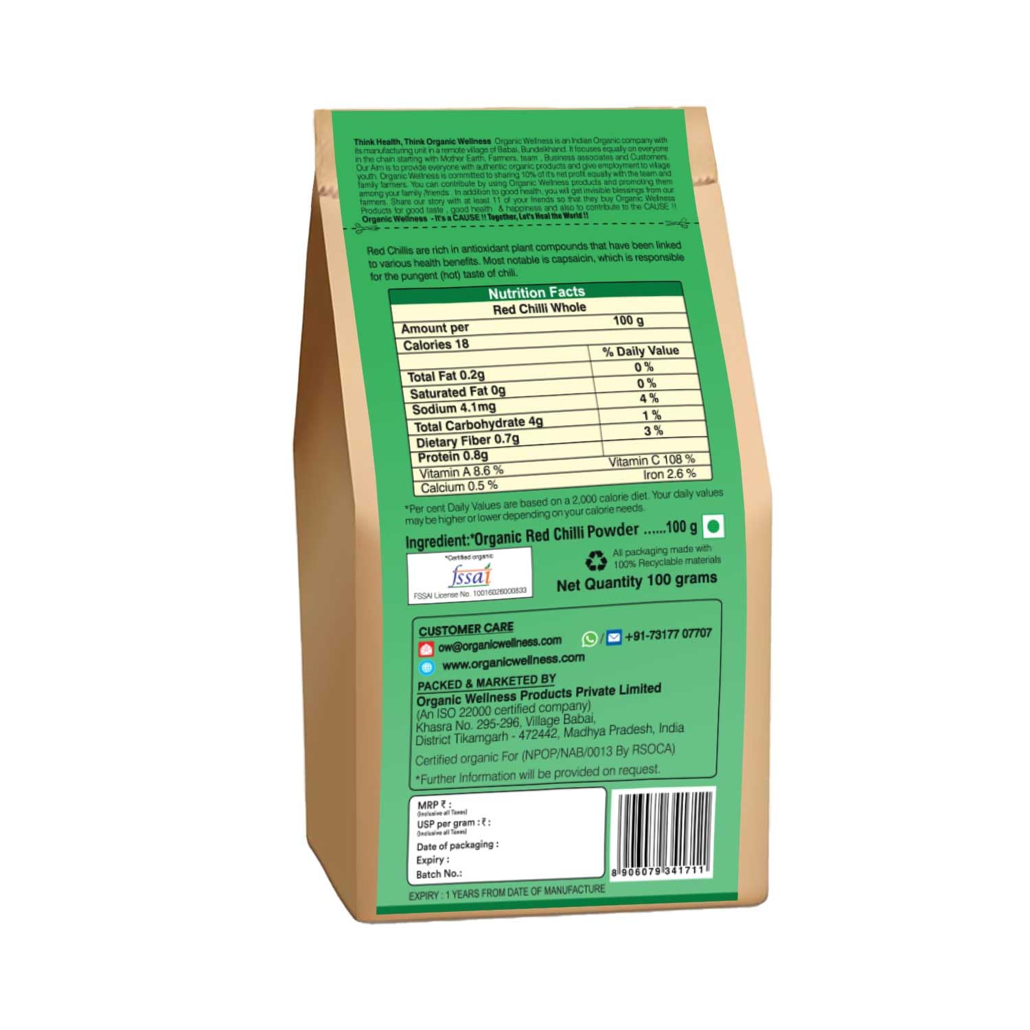 Organic Wellness Red Chilli powder Organic Wellness