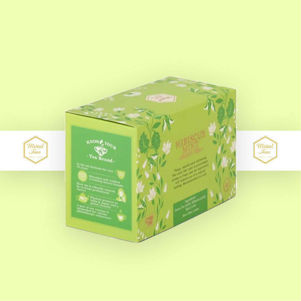 Mittal Teas Hibiscus Mint Green Tea - Eco Friendly Bags Mittal Teas