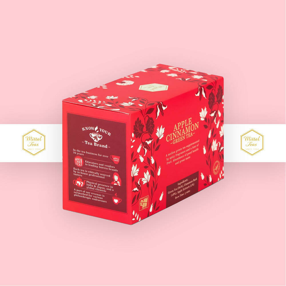 Mittal Teas Apple Cinnamon Green Tea - Eco Friendly Bags Mittal Teas