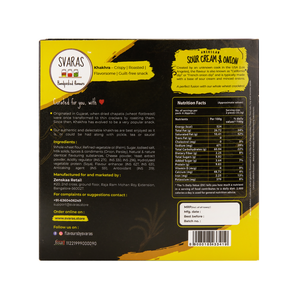 Svaras American Sour Cream & Onion Khakhra Svaras