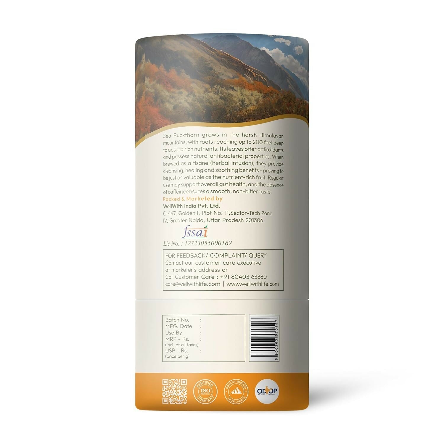 Wellwith Sea Buckthorn Raw Leaves Tea - Himalayan Herbal Leaf Tea Wellwith