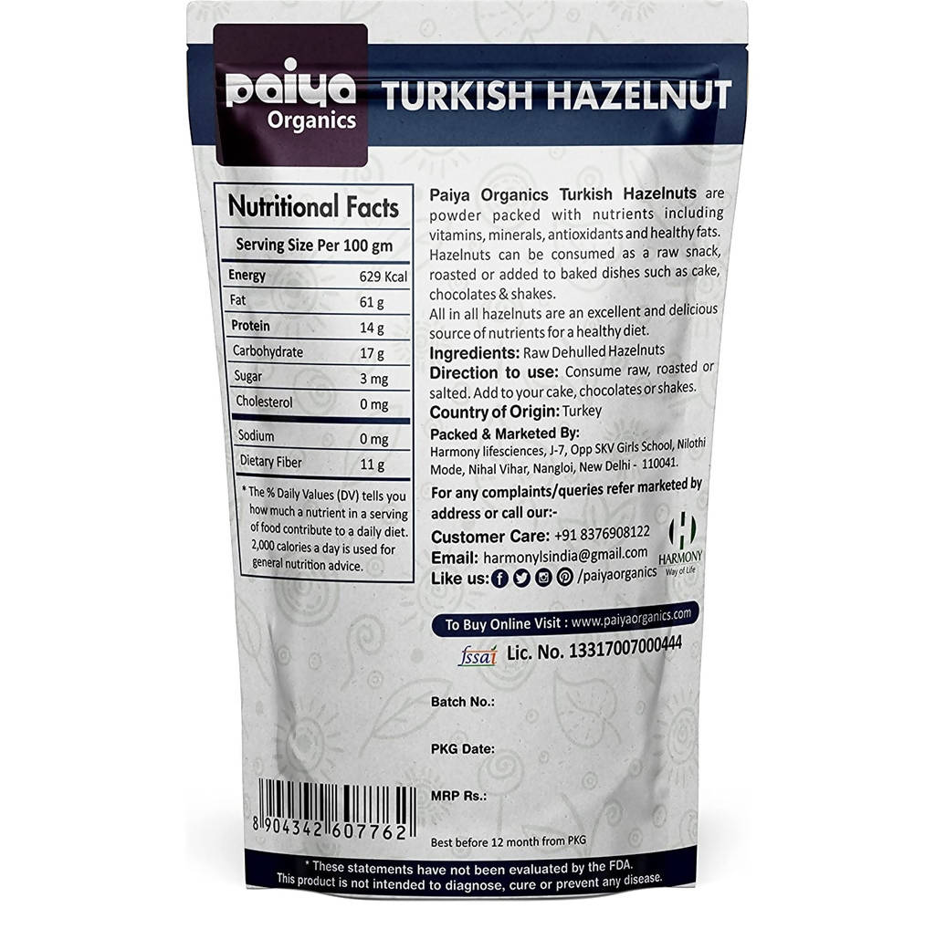 Paiya Organics Turkish Hazelnut Paiya Organics