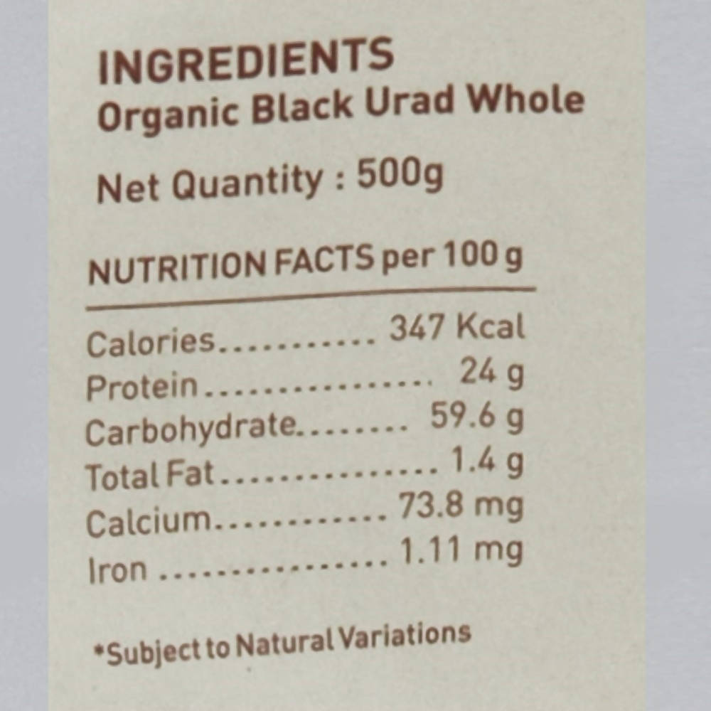 Pure & Sure Black Urad Dal Whole Organic Pulses Pure & Sure
