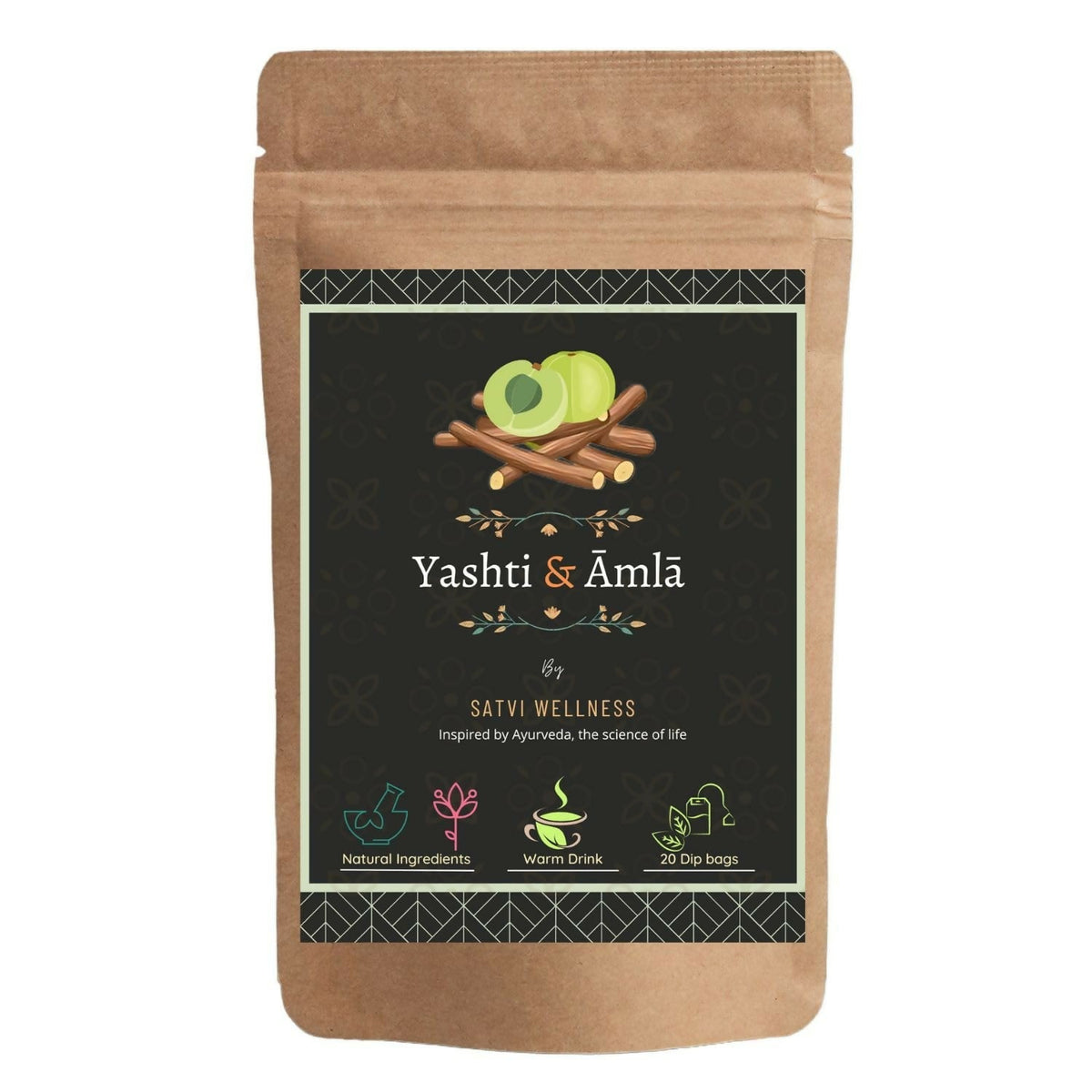 Satvi Wellness Yashtimadhu Amla Tea | Yashti Amala | Blend Of Liquorice And Indian Gooseberry | Herbal Tea Satvi Wellness