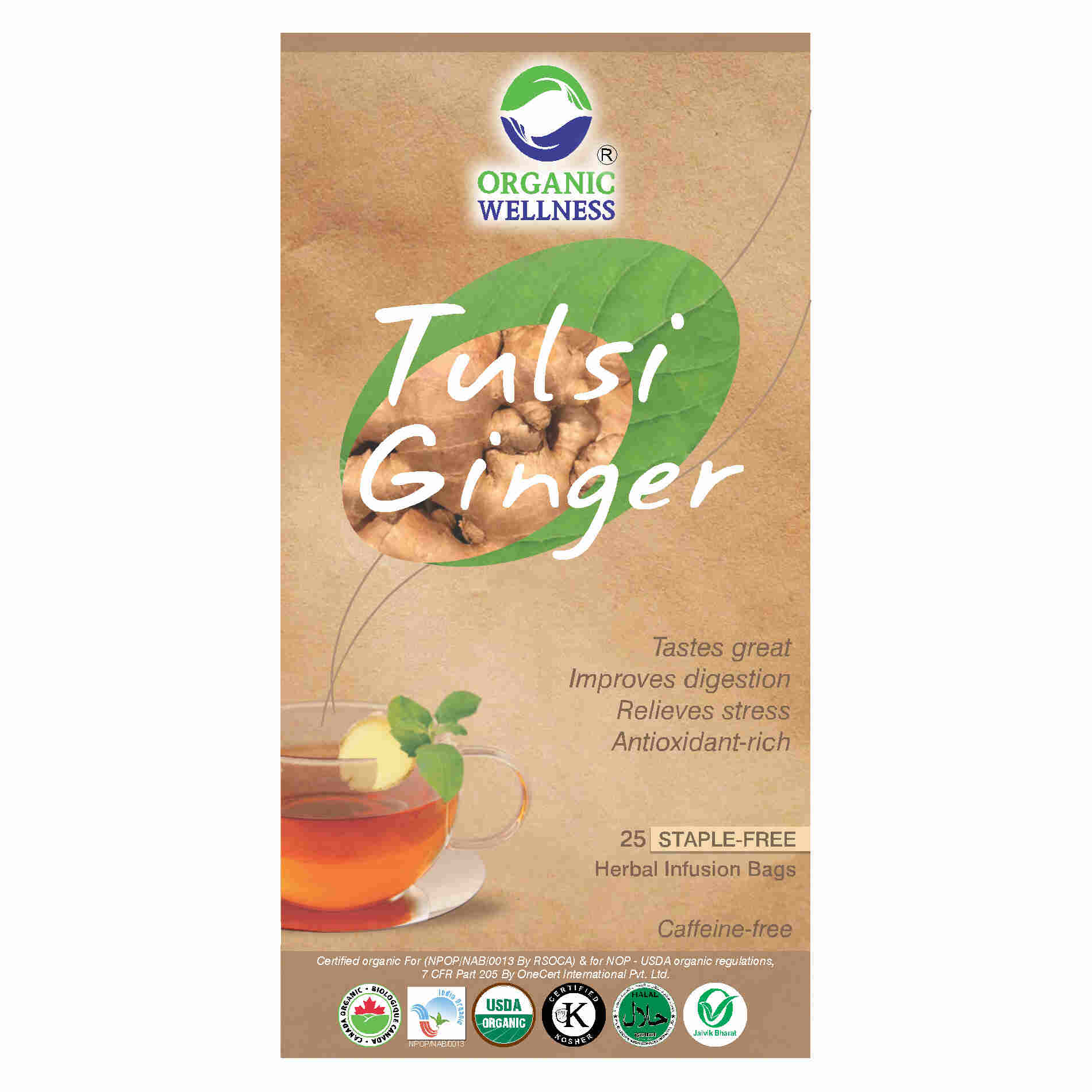 Organic Wellness Tulsi Ginger Teabags Organic Wellness