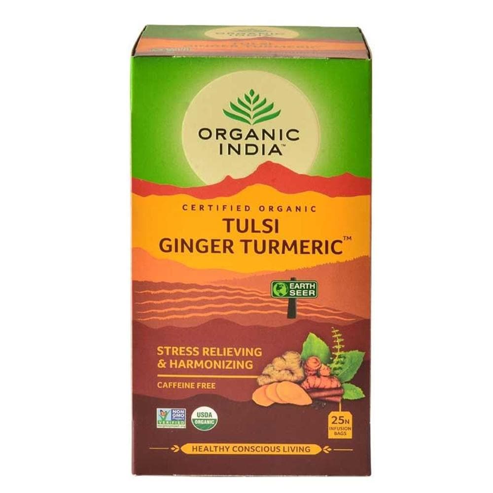 Organic India Tulsi Ginger Turmeric 25 Tea Bags Organic India
