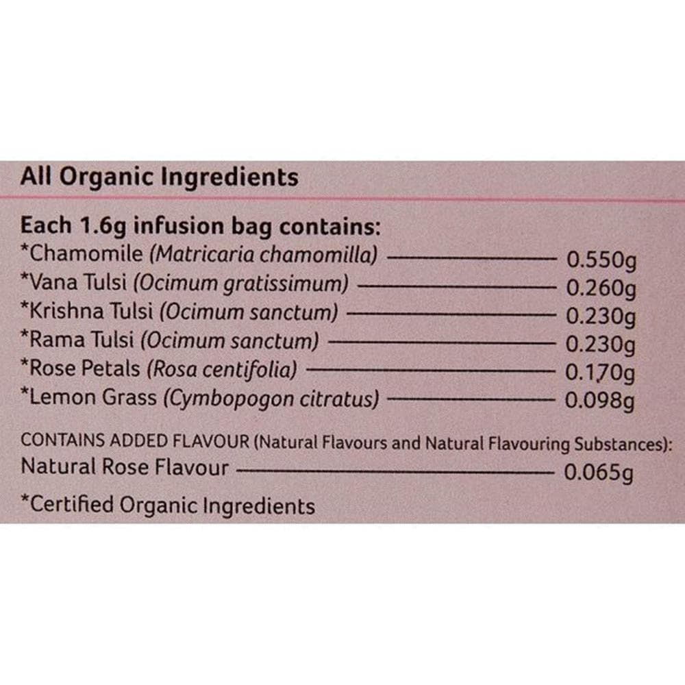 Organic India Tulsi Sweet Rose 25 Tea Bags Organic India