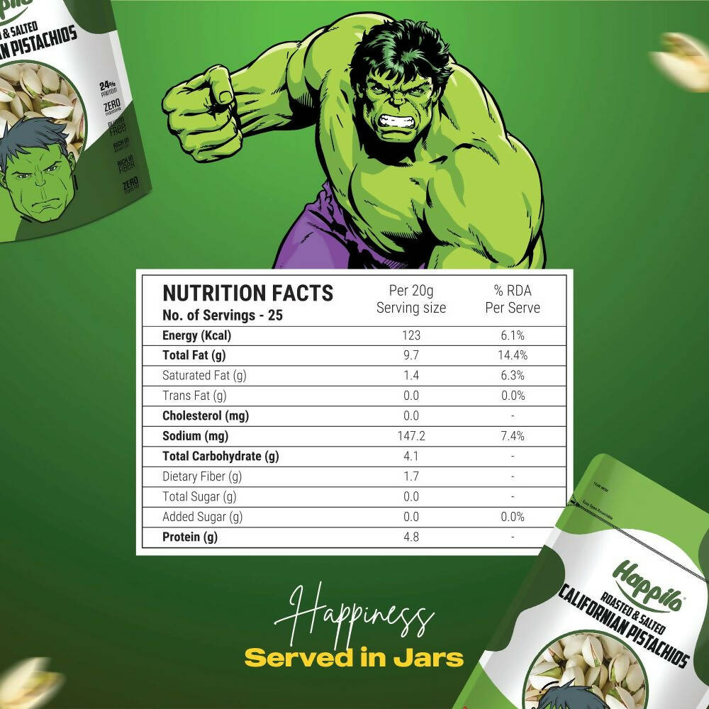 Happilo Roasted & Salted Californian Pistachios-Marvel Hulk Edition Happilo