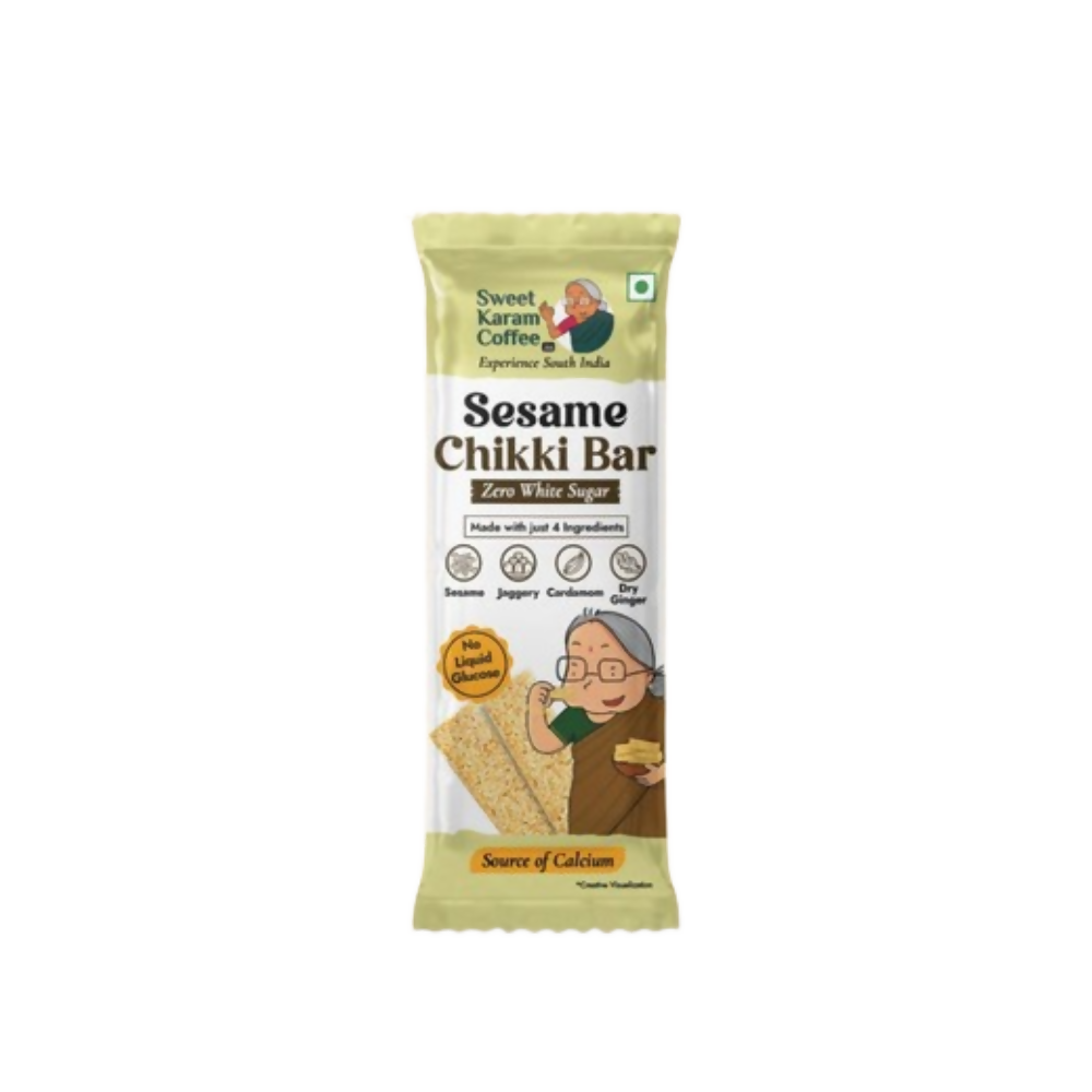 Sweet Karam Coffee White Sesame Chikki Bar (Zero White Sugar) - Safuron
