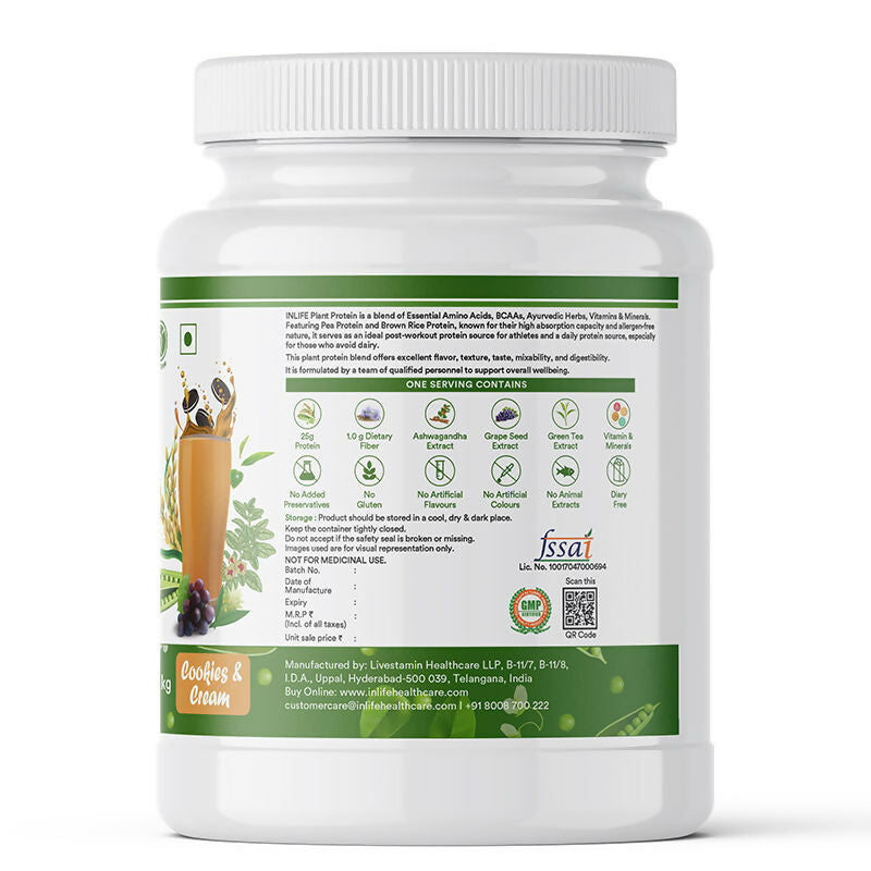 Inlife Plant Protein Powder Cookies & Cream Inlife