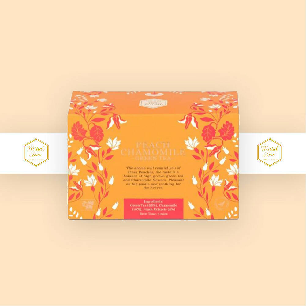 Mittal Teas Peach Chamomile Green Tea - Eco Friendly Bags Mittal Teas