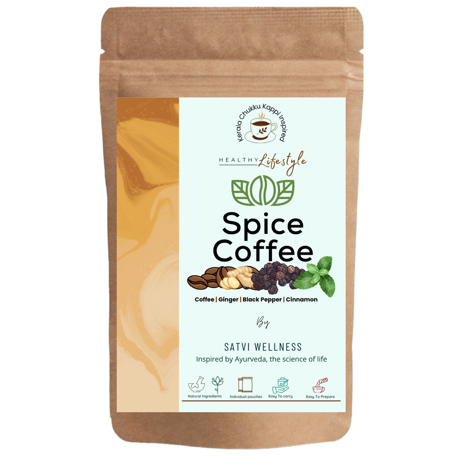 Satvi Wellness Ginger Cinnamon Herbal Infusion Mix In Indvidual Packets | Herbal Tea Sachet - Dista