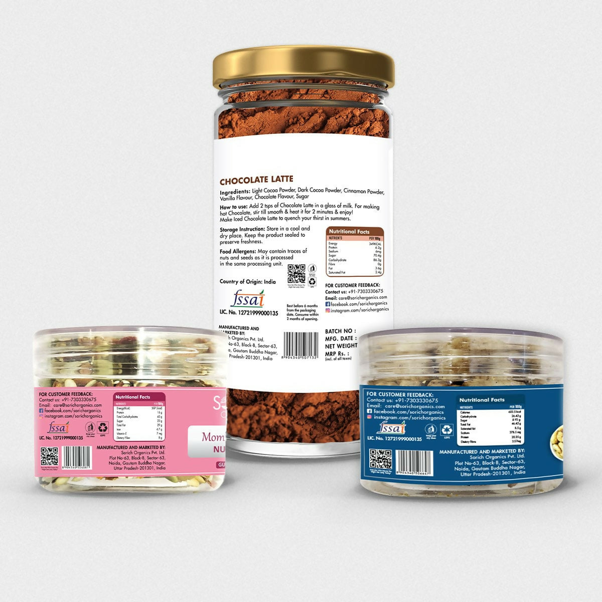 Sorich Organics Mother's Superfood Mix, Chocolate Latte & Salted and Black pepper Cashew Sorich
