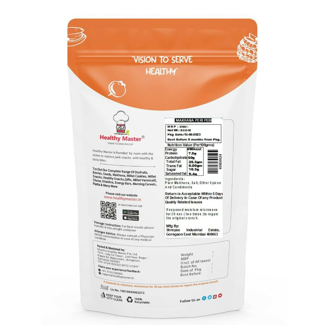 Healthy Master Crispy Roasted Fox Nuts (Makhana) - Peri Peri Flavour Healthy Master